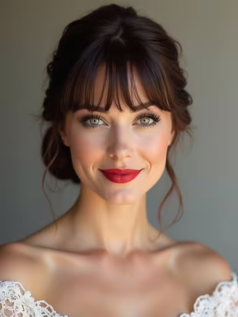 sleek bun with bangs