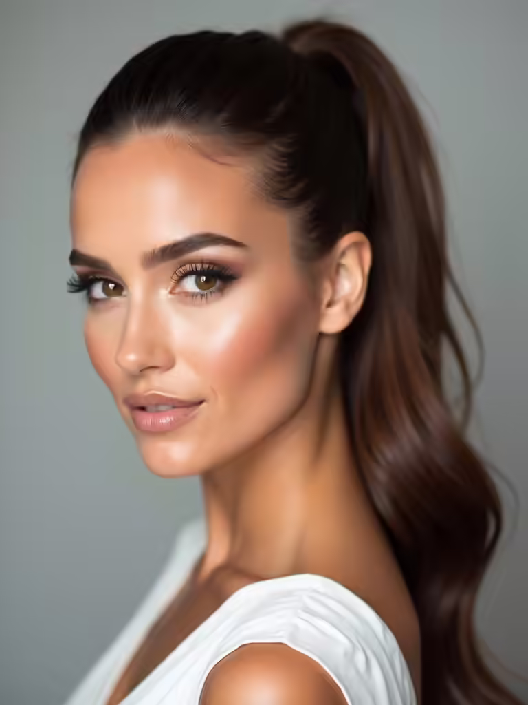 sleek center parted ponytail elegance