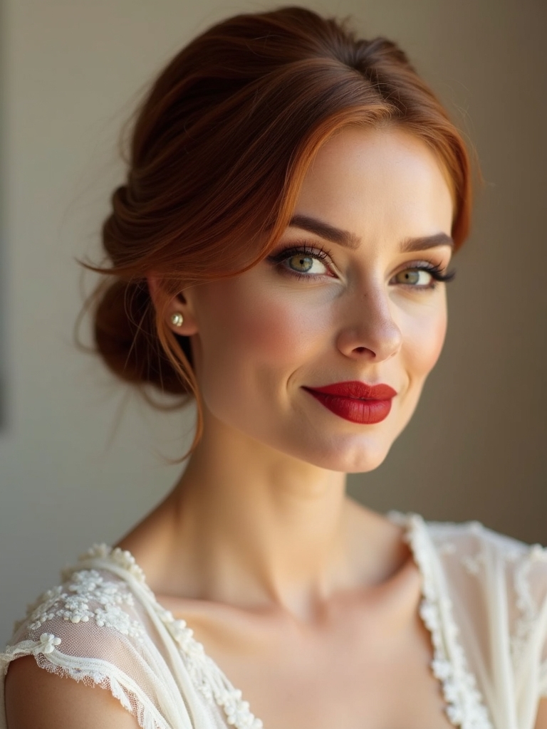 sleek elegant bridal updo