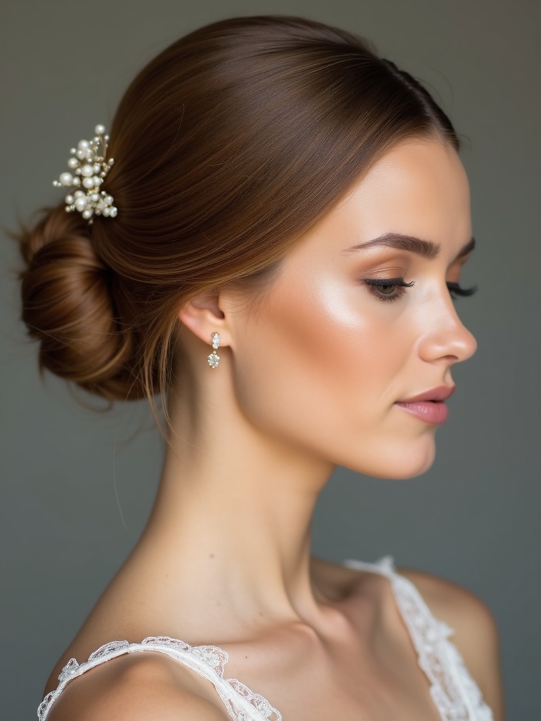 sleek elegant low bun