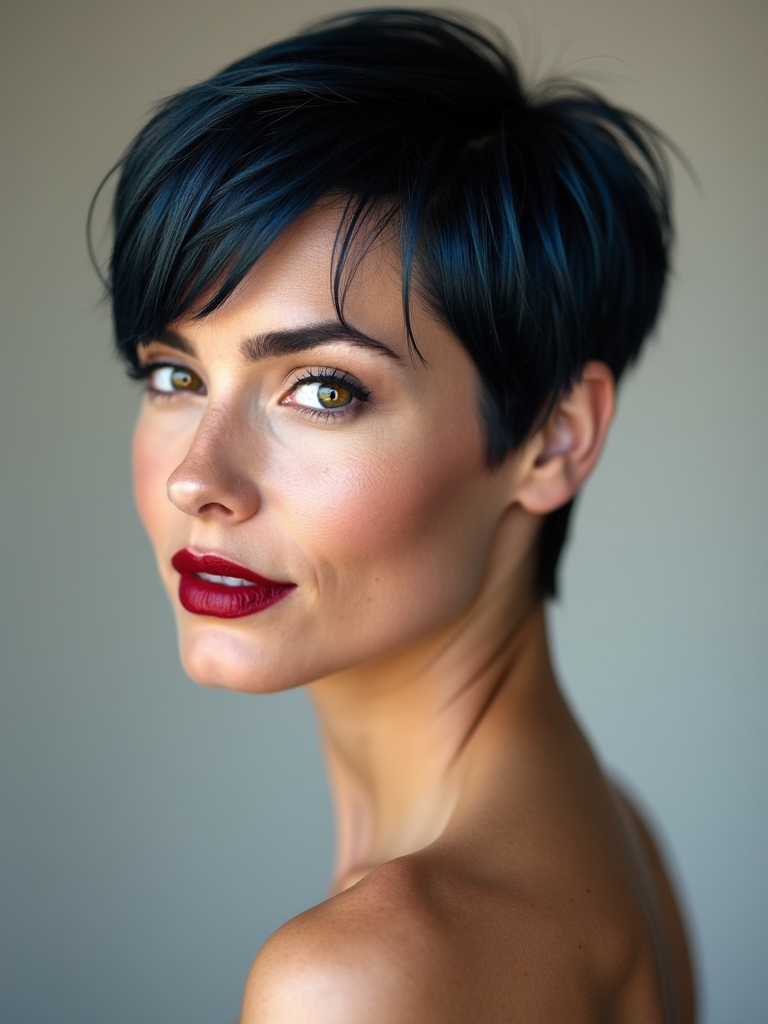 sleek glamorous comfortable pixie