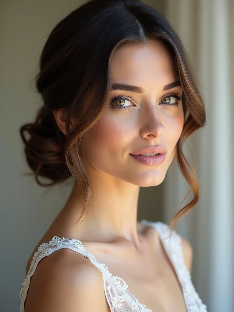 sleek half up low knot