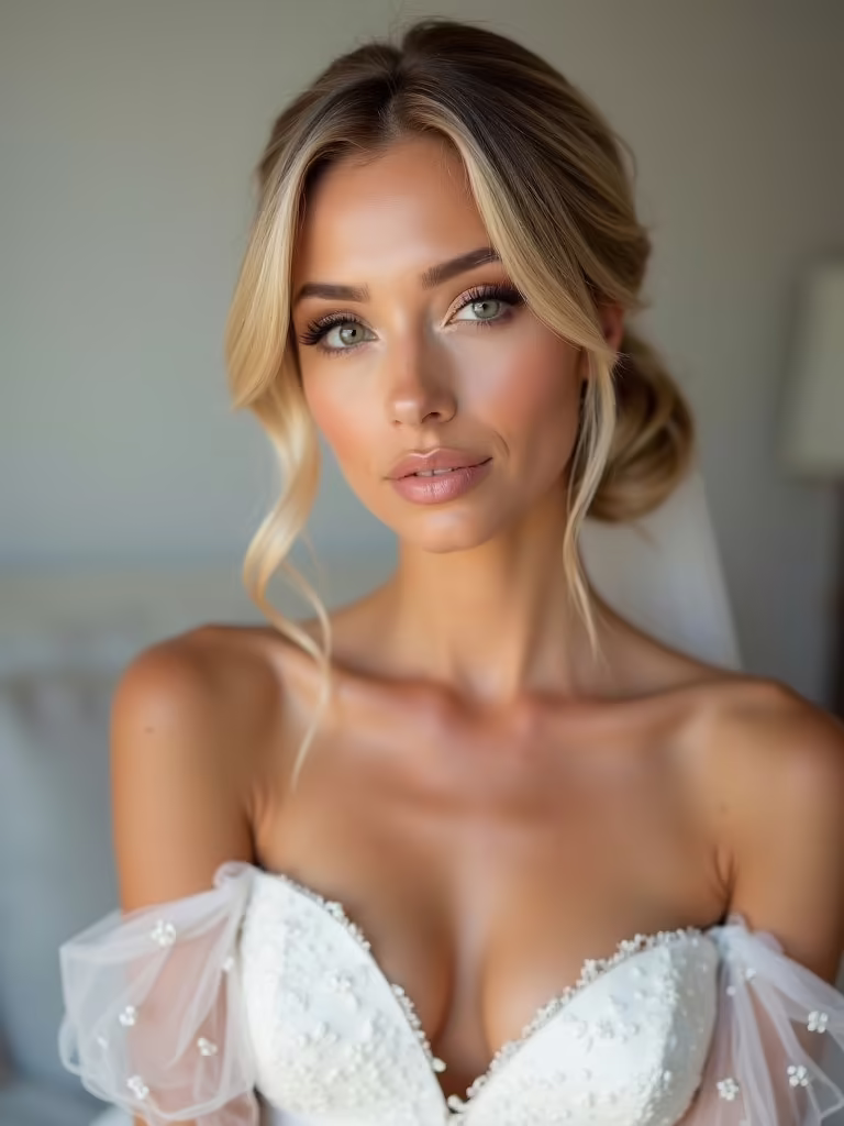 sleek low wedding hairstyle