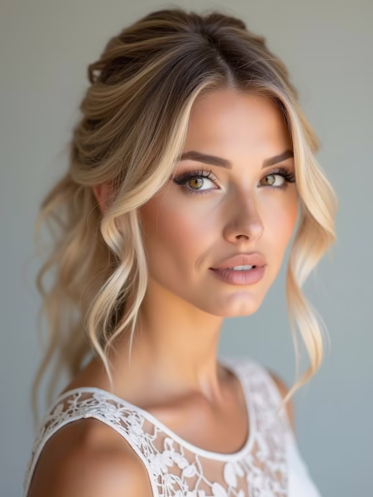 sleek minimal half up hairstyle