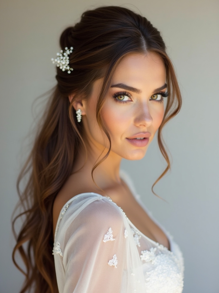 sleek modern half up hairstyle