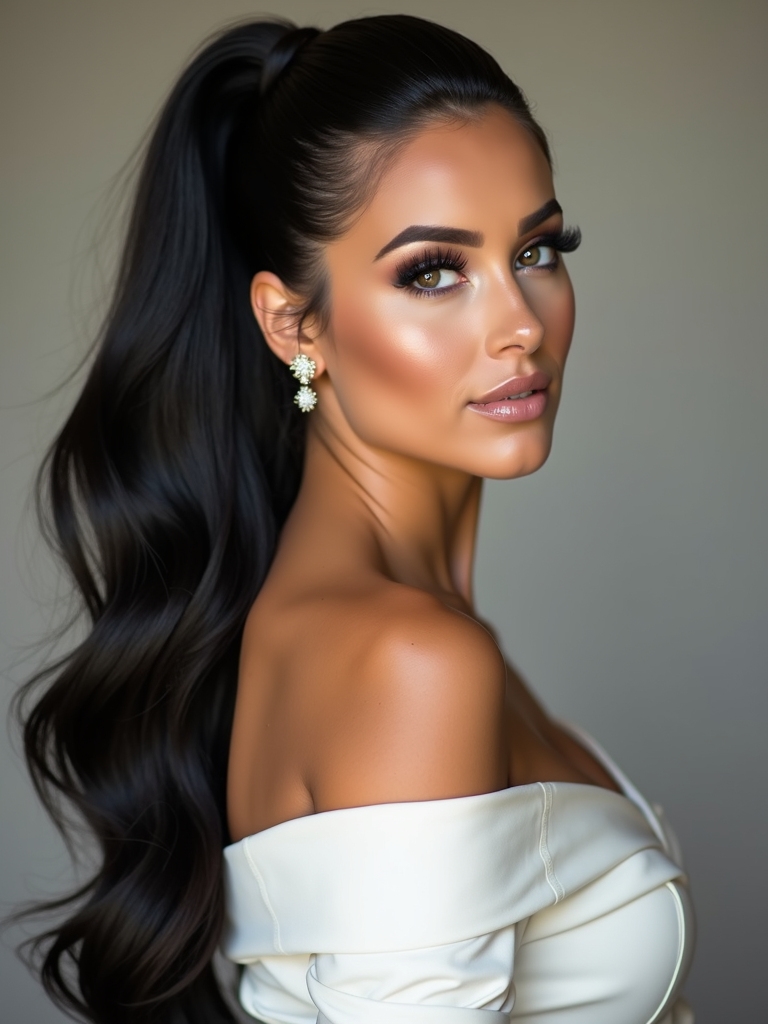 sleek ponytail wedding elegance