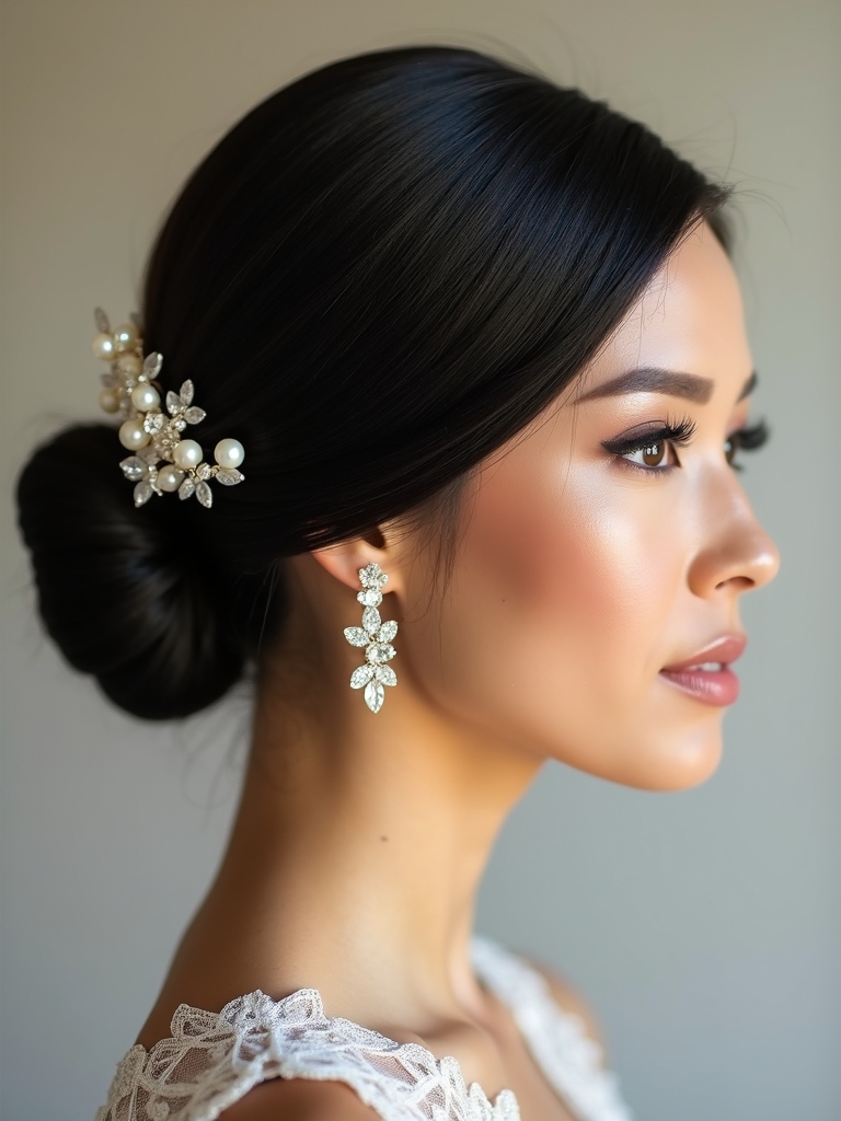 sleek ponytail with accessories