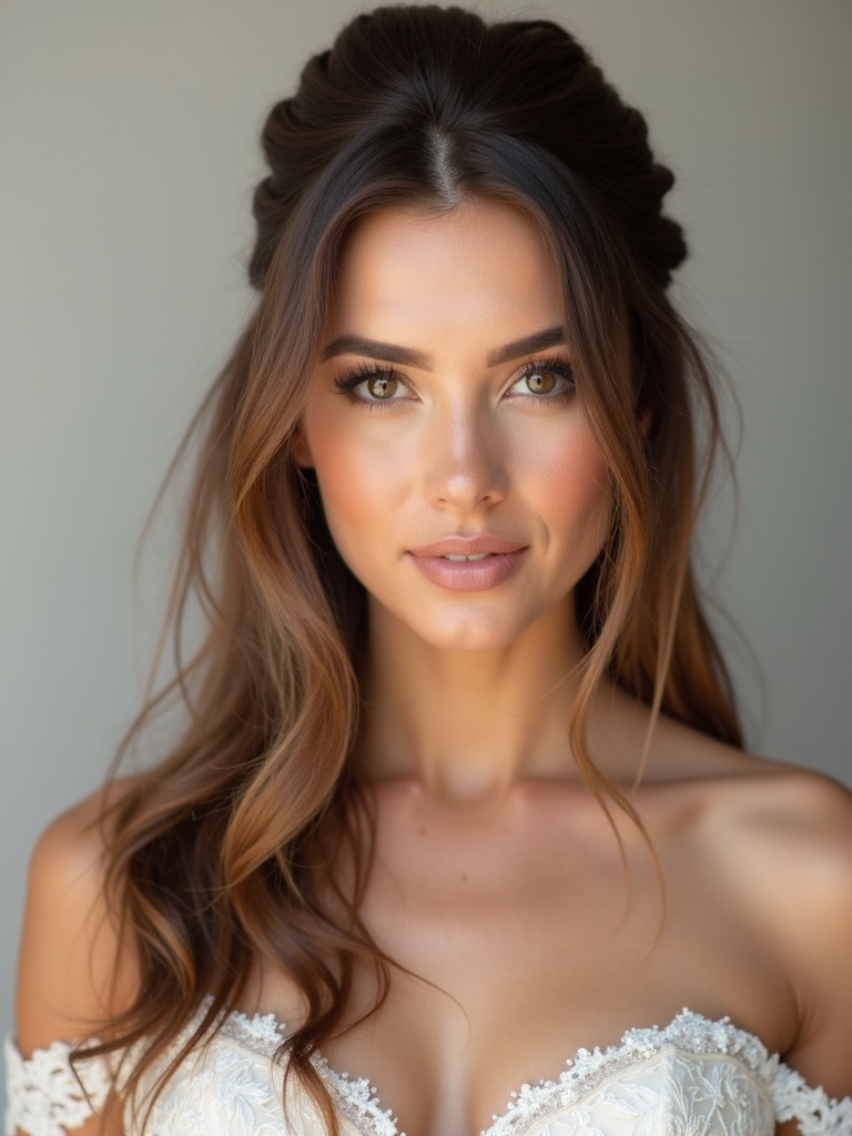 sleek straight bridal hairstyles