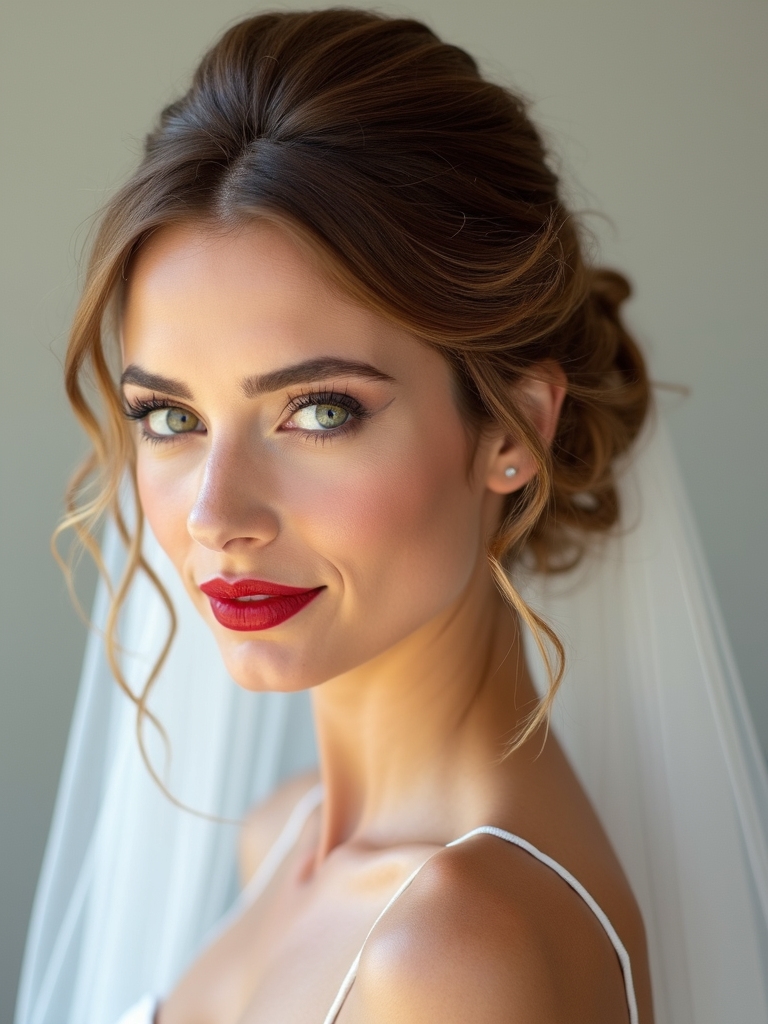 soft elegant back draped veil