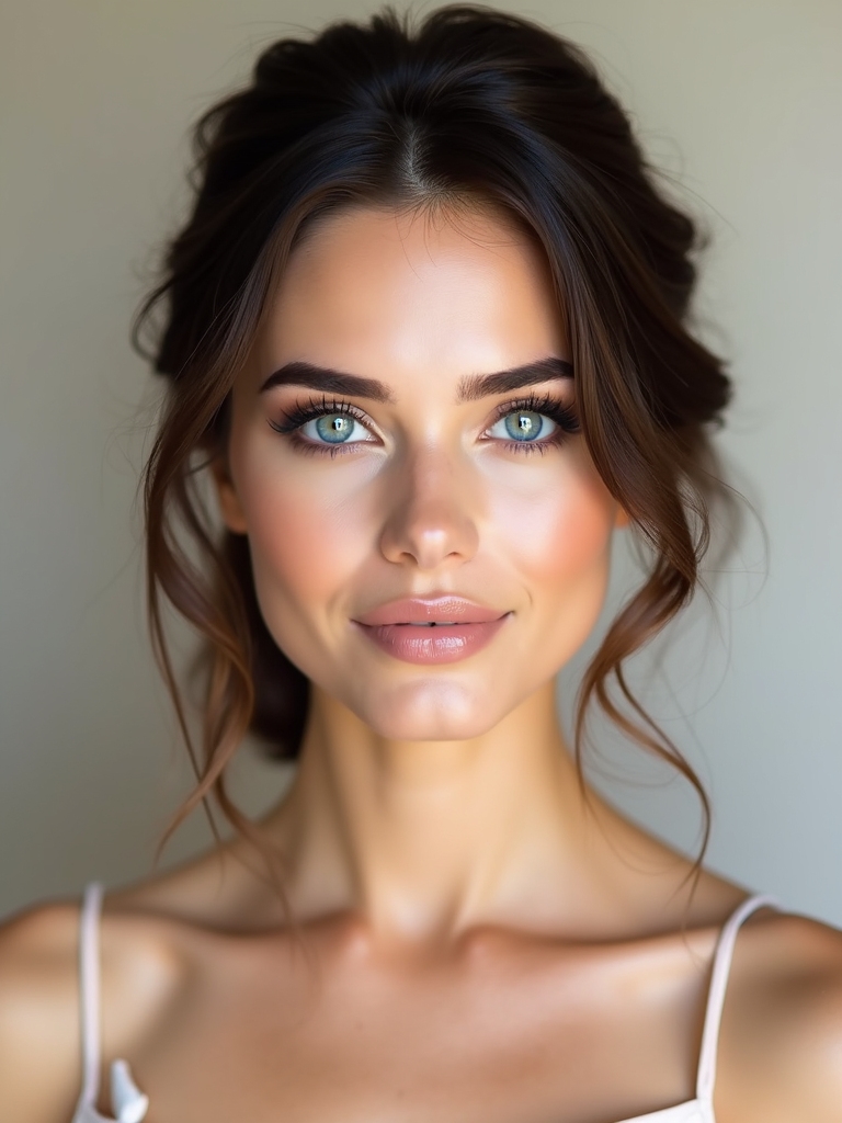 soft neutrals enhance blue eyes