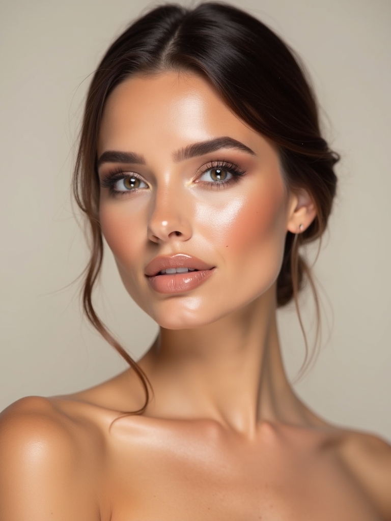 subtle pearlescent cheek highlight
