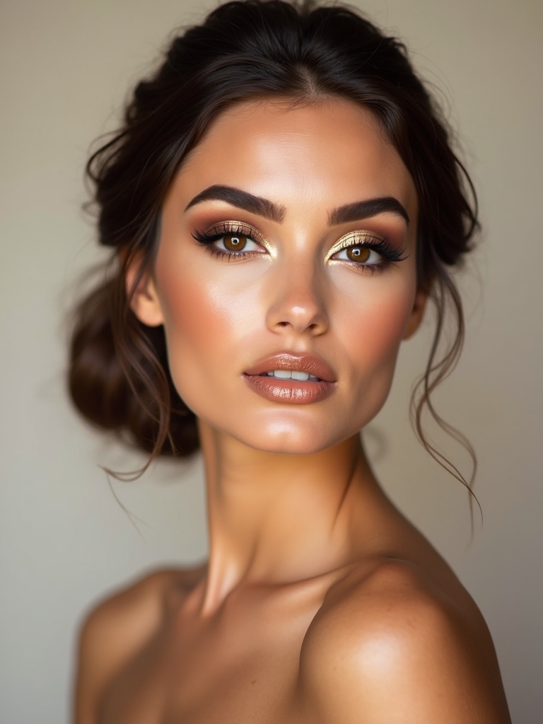 sunset skin metallic makeup