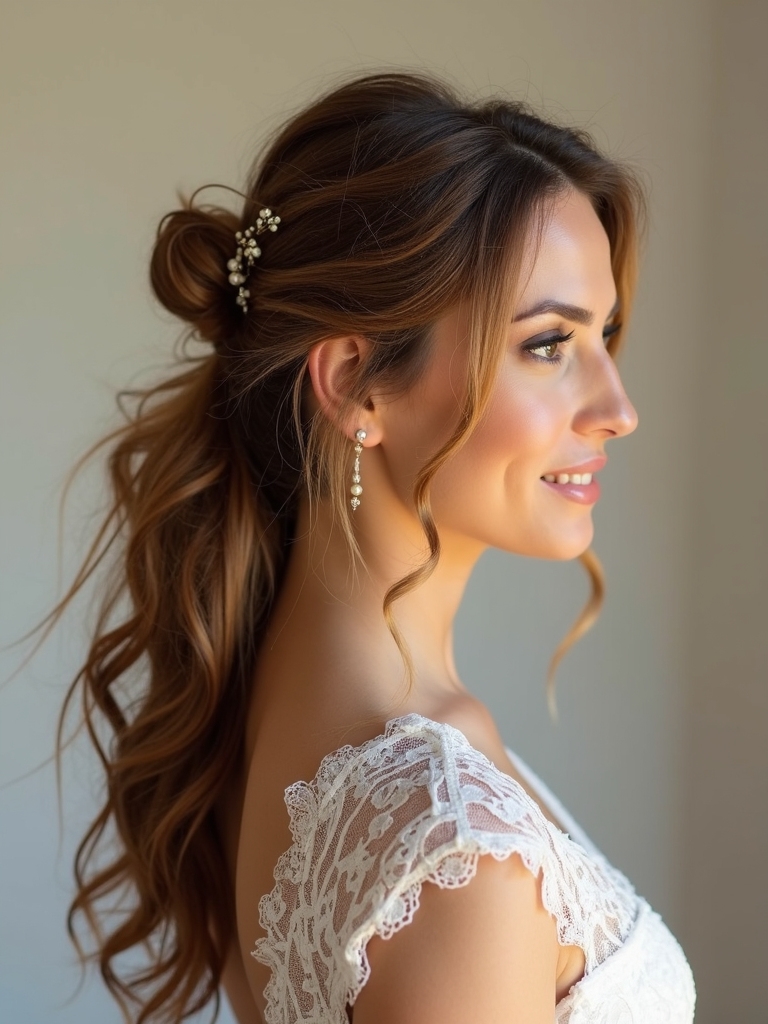 textured boho half up pony