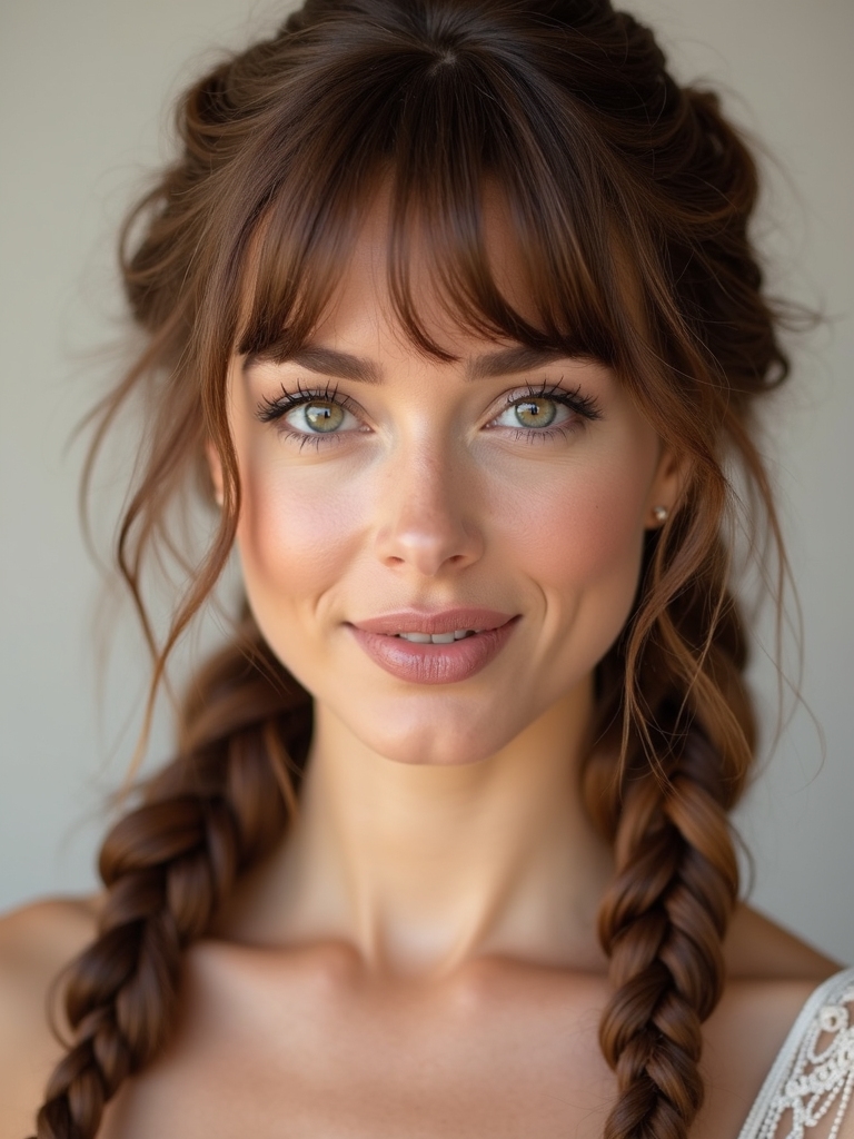 textured braids with bangs