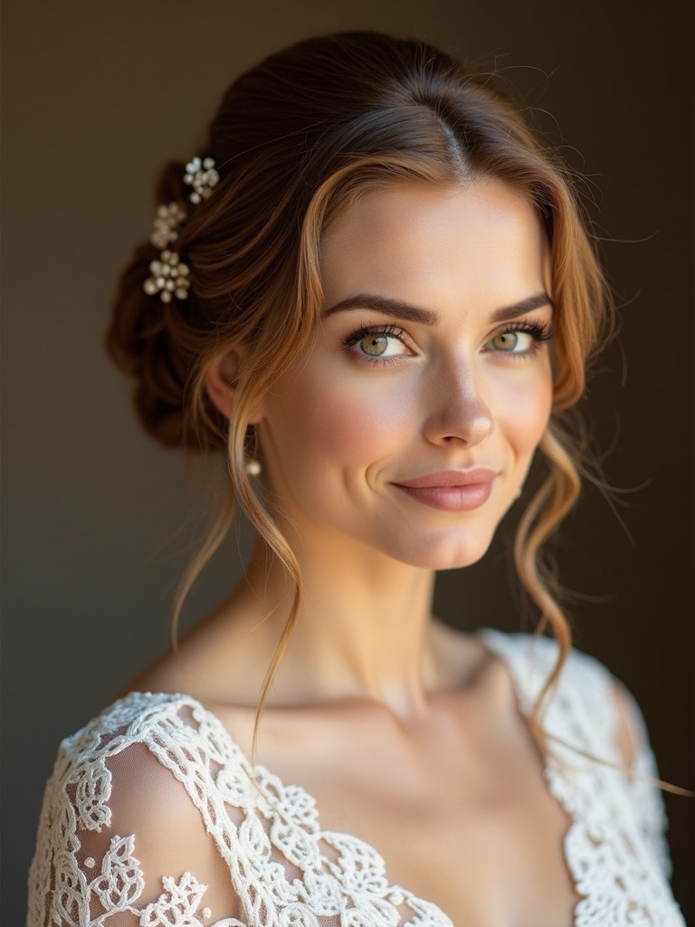 textured bun with accessories