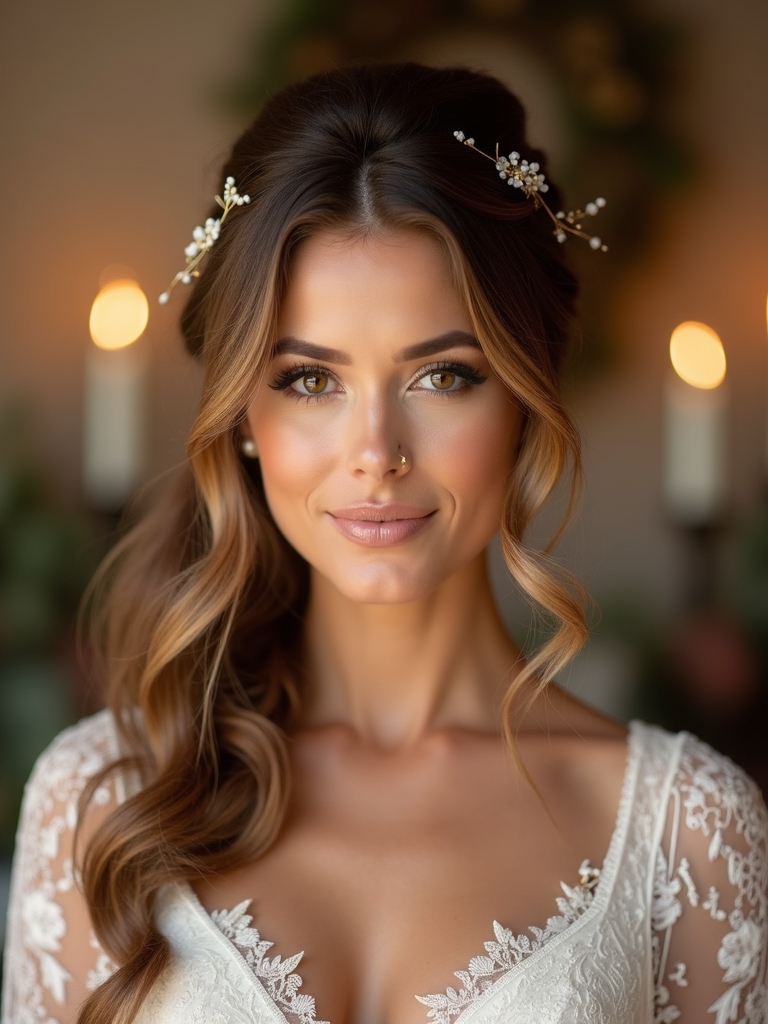 textured half up hairstyle elegance
