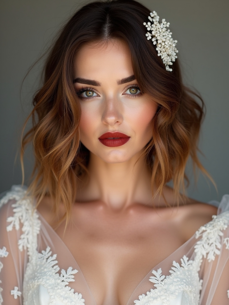 textured lob with veil