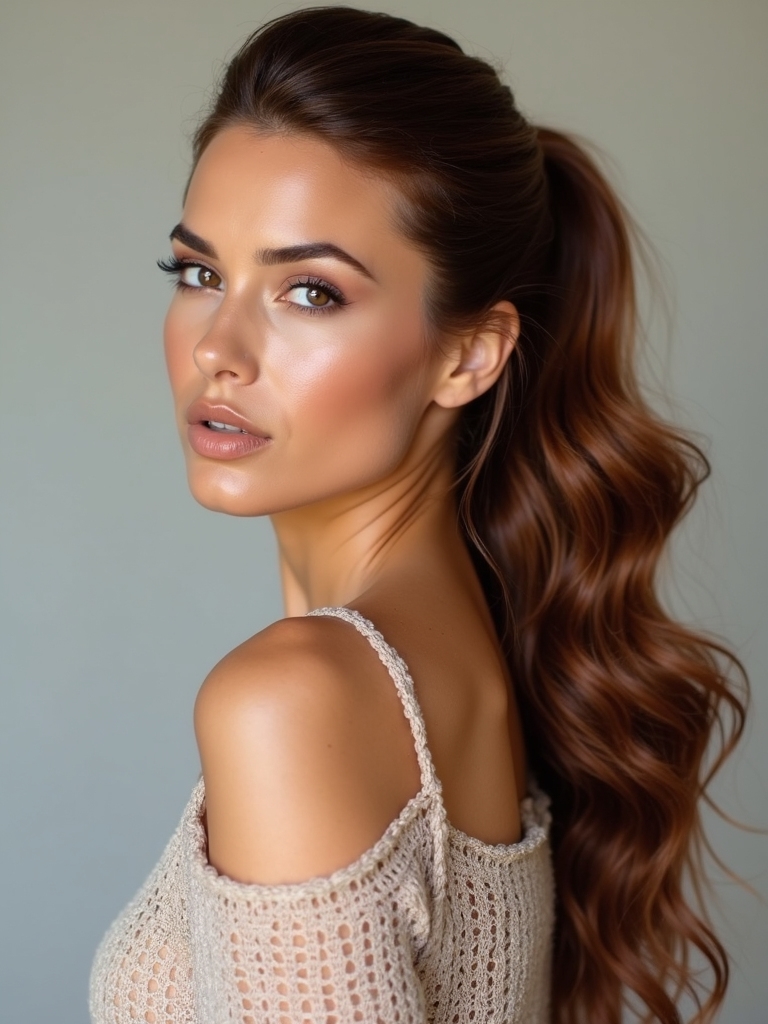 textured mid ponytail elegance