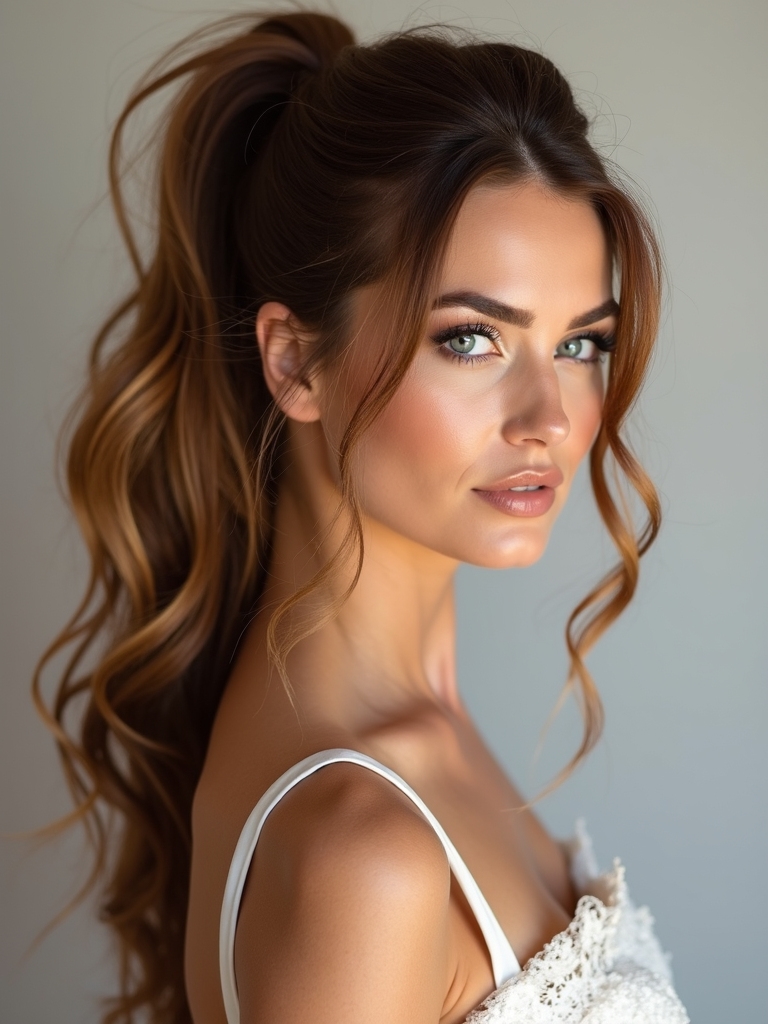 textured ponytails with tendrils
