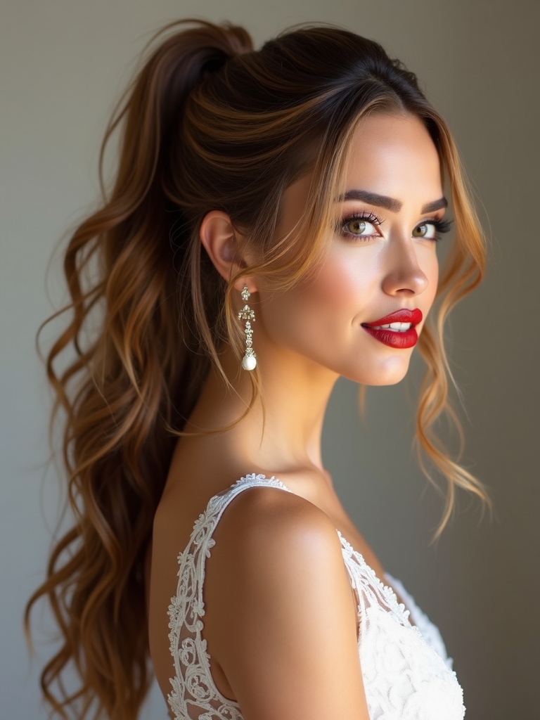 textured ponytails with waves