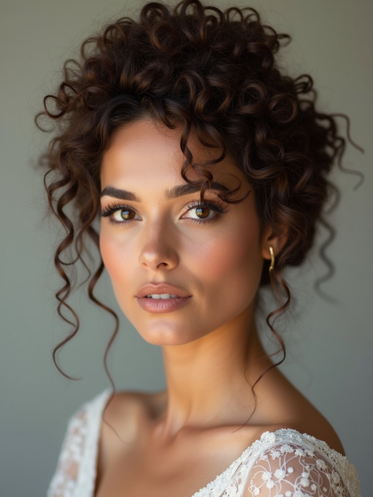 textured updos with curls
