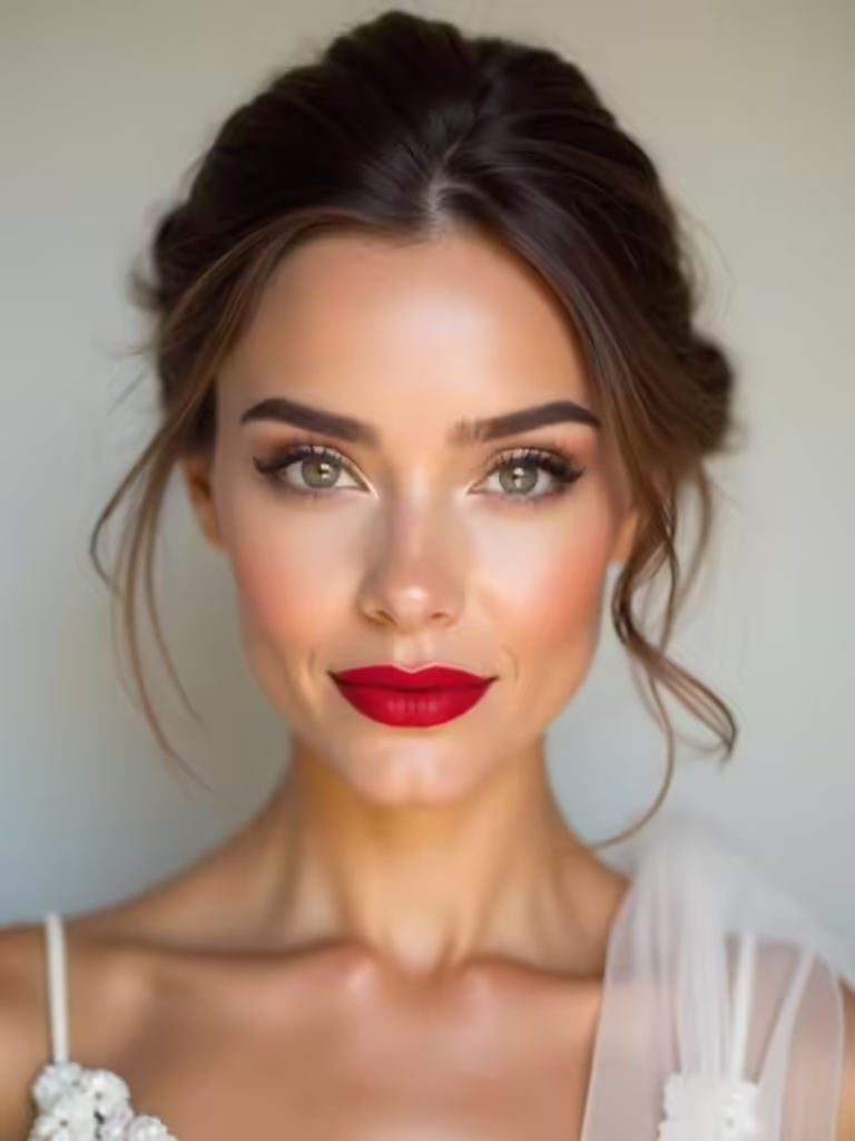 timeless updo bold lips