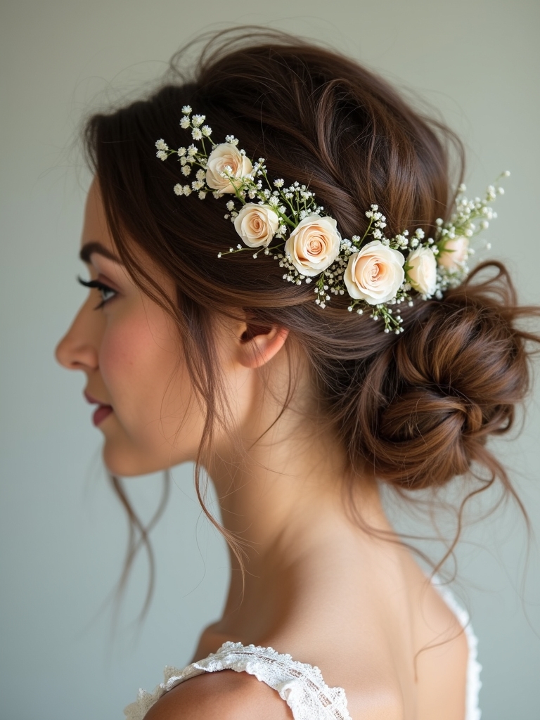 tousled low bun elegance