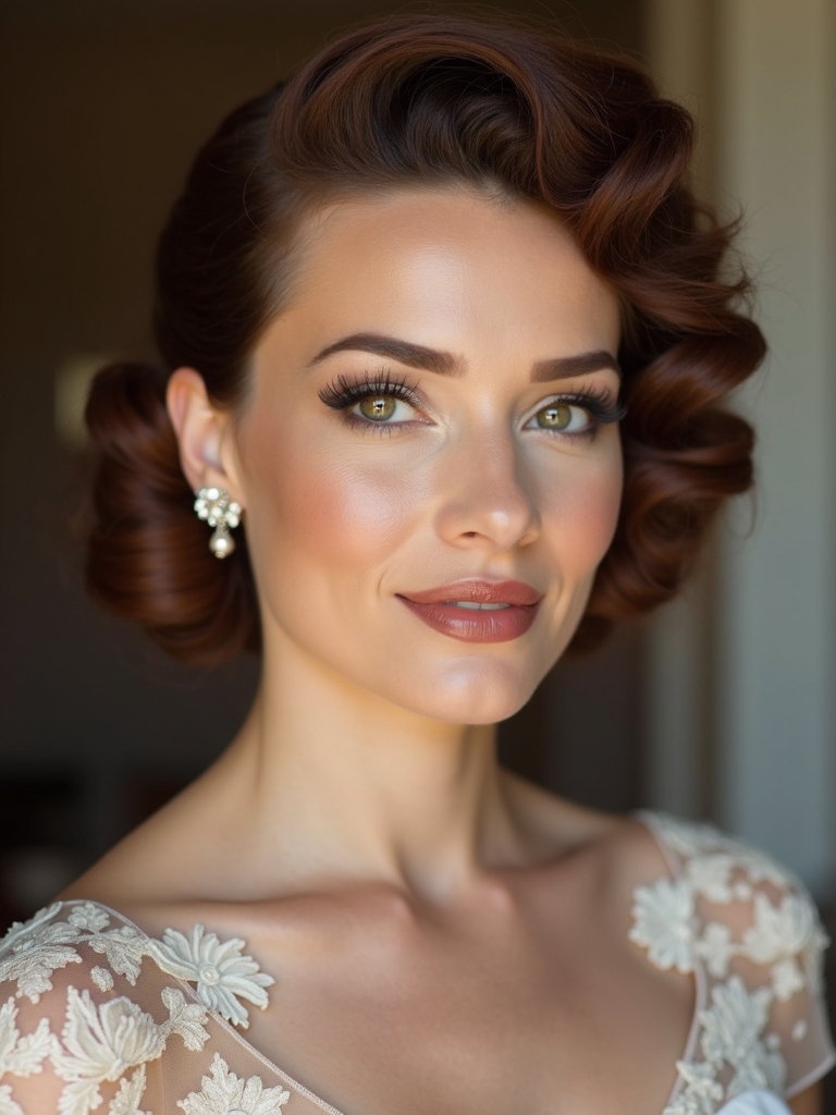 vintage glamour with victory rolls