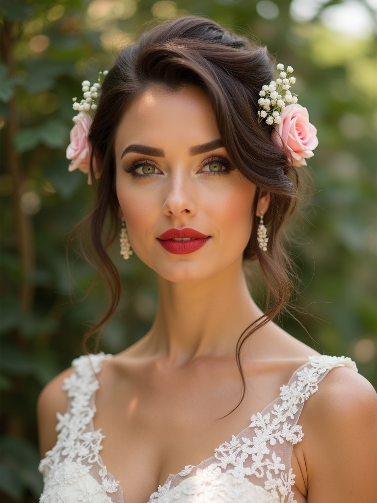 vintage half up floral hairstyles