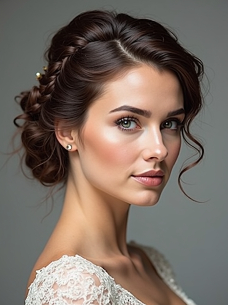 vintage romantic half up braids