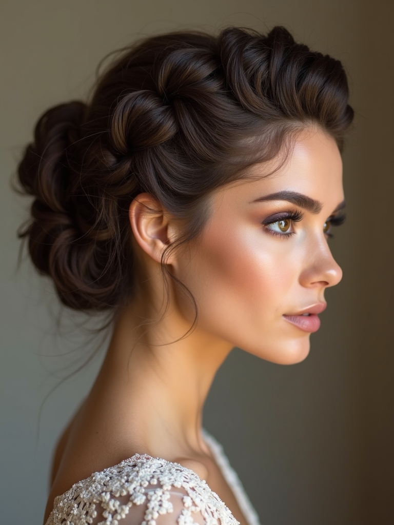voluminous textured braided updo