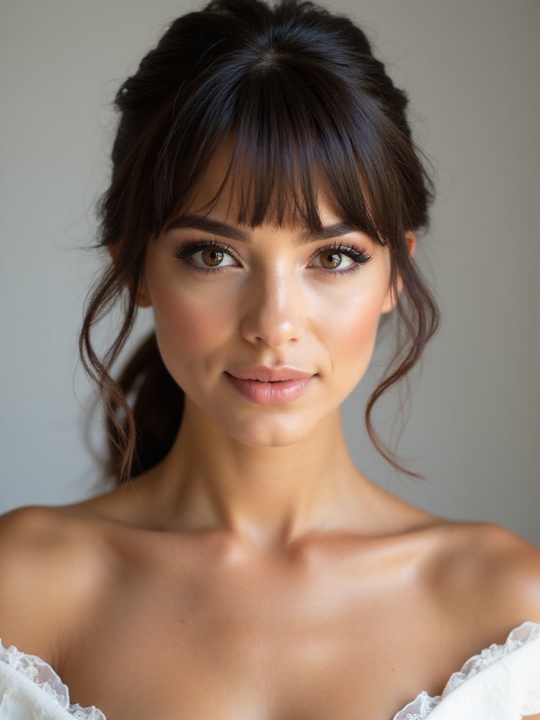 bangs and half up elegance