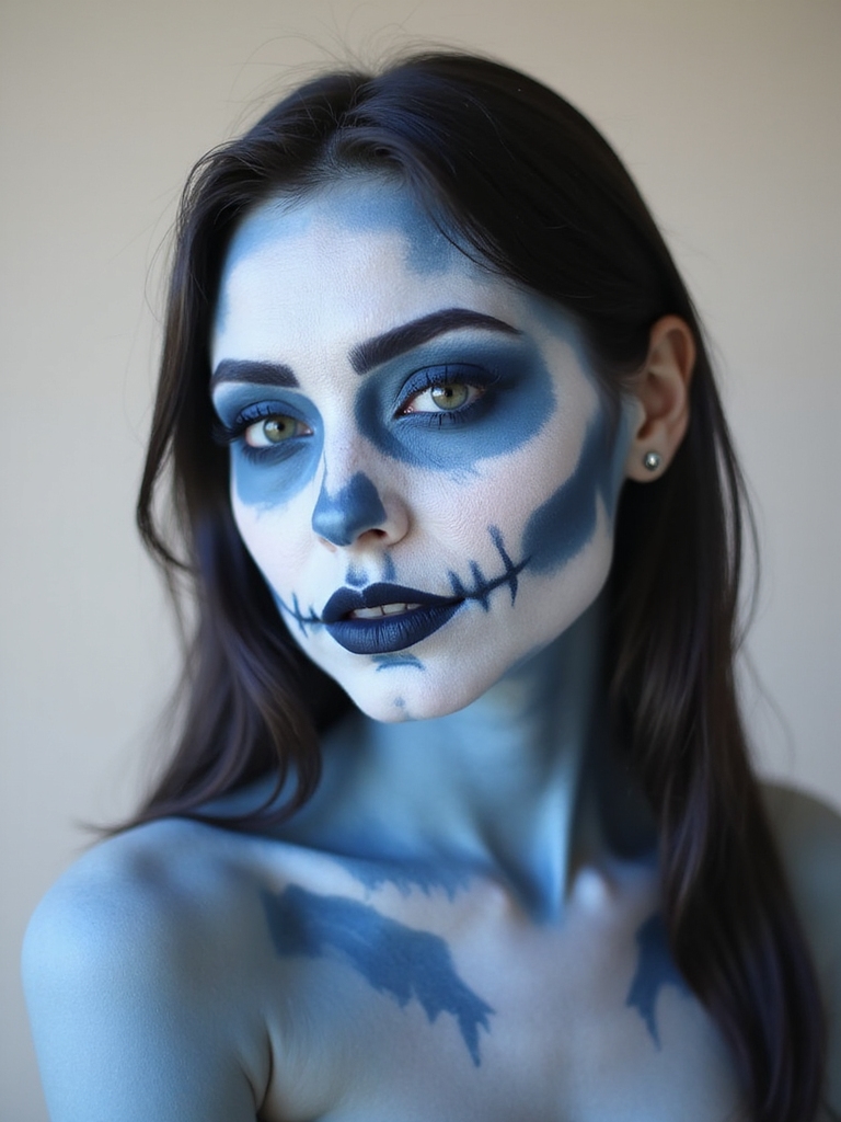 blue toned ethereal face paint