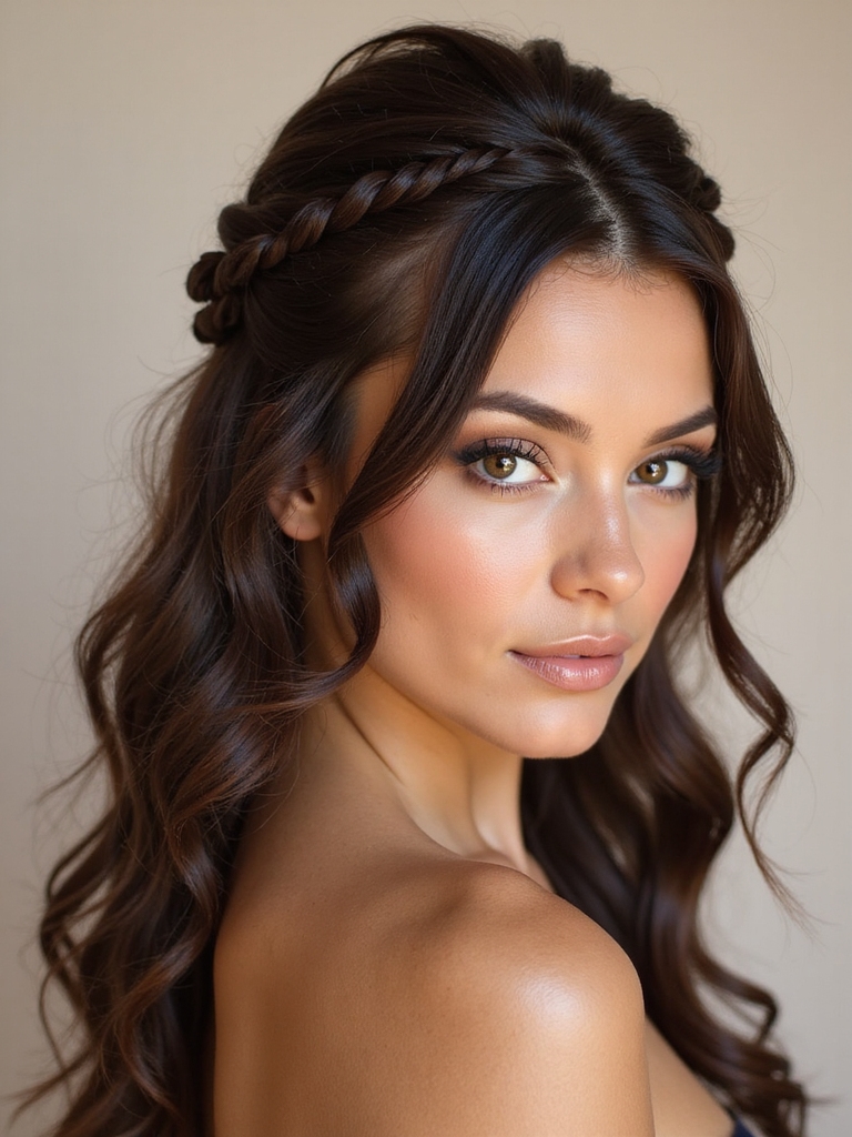 bohemian braided crown curls