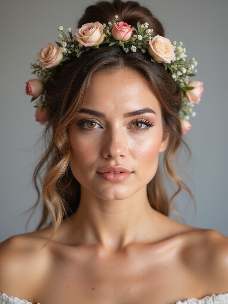 boho bun with crown
