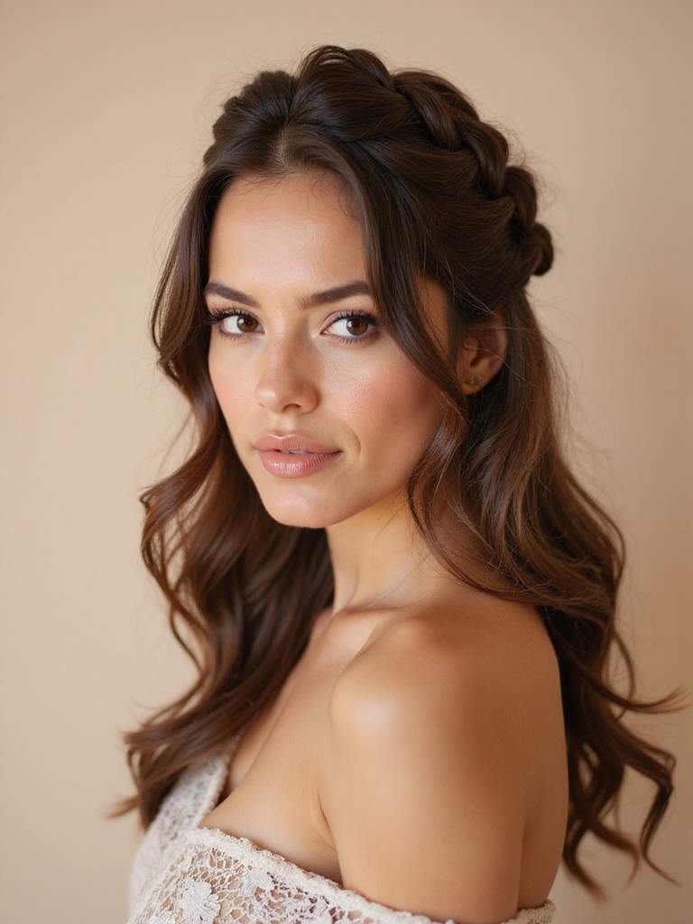 boho half updo with braid