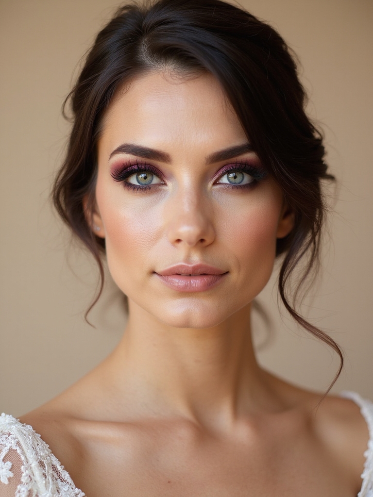 bold burgundy bridal eyeshadow