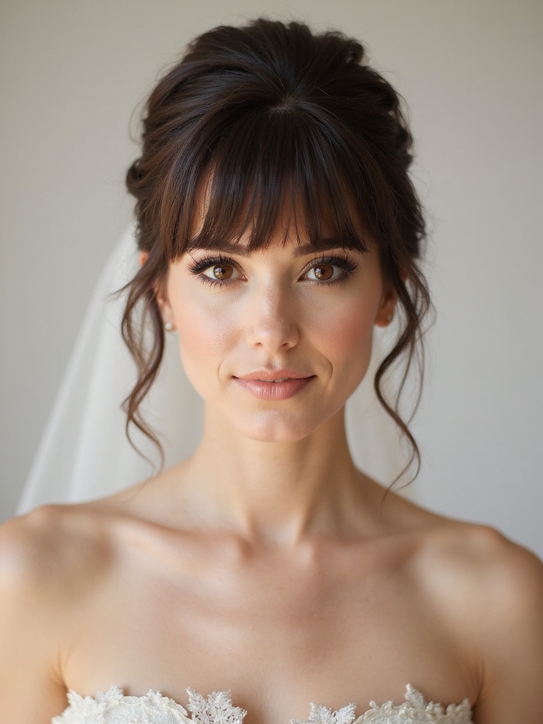 bold elegant bridal bangs