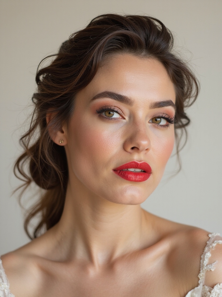 bold lips for brides