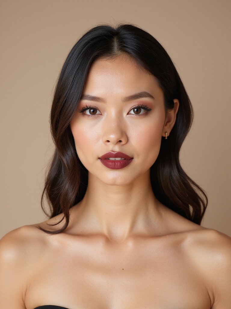 bold lips minimal eyes
