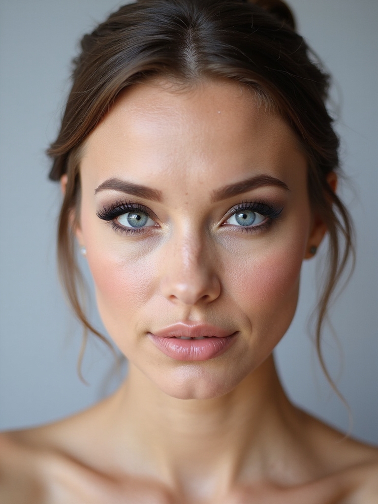 bold makeup enhances blue eyes