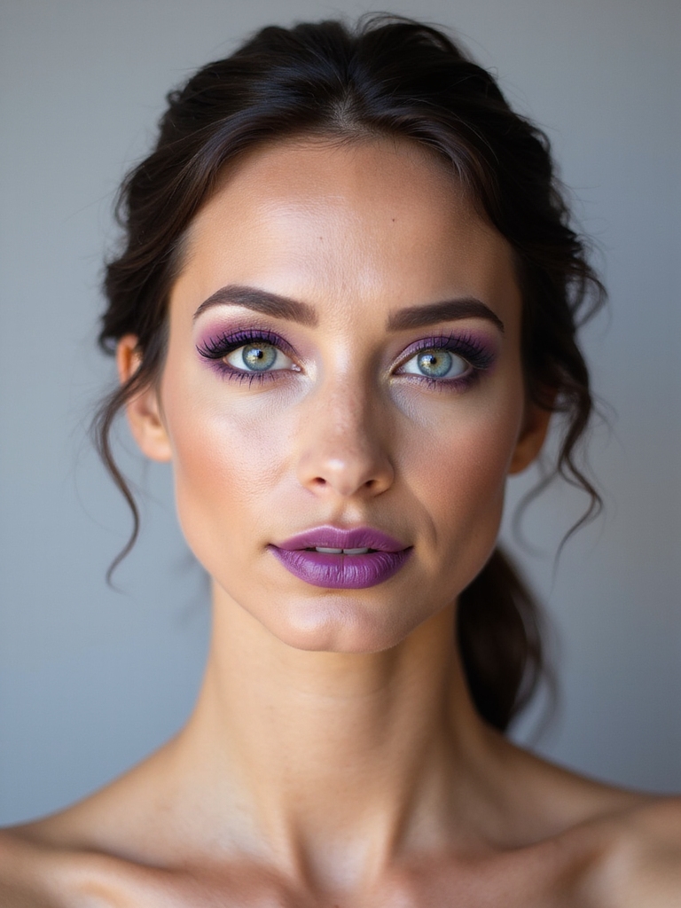 bold plum enhances blue eyes