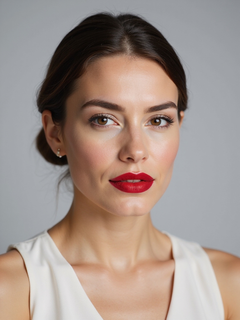bold red lips shine