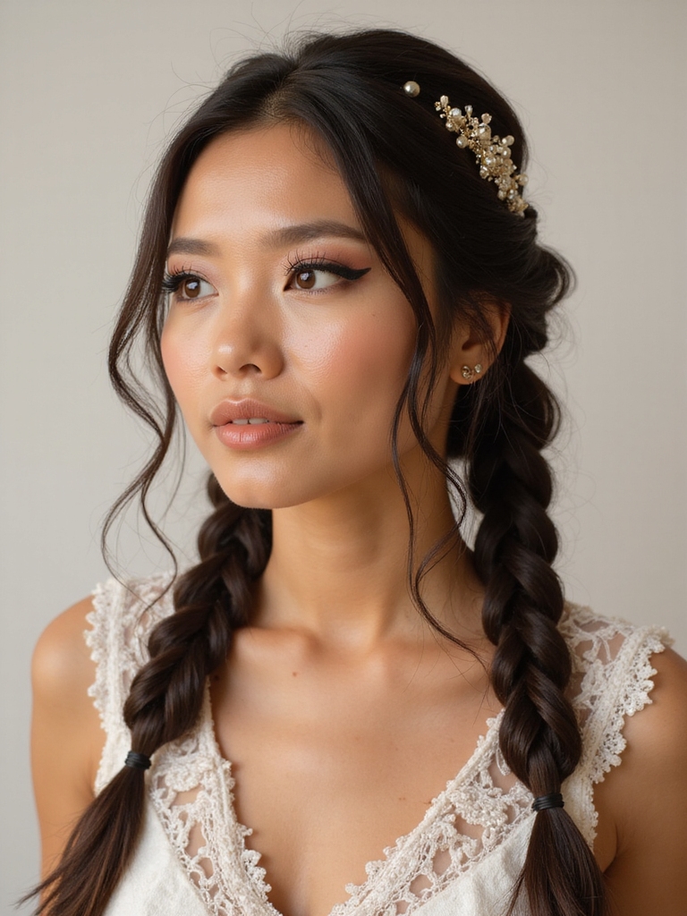 braided boho half up style