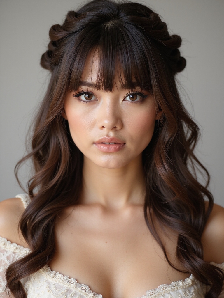braided crown with bangs