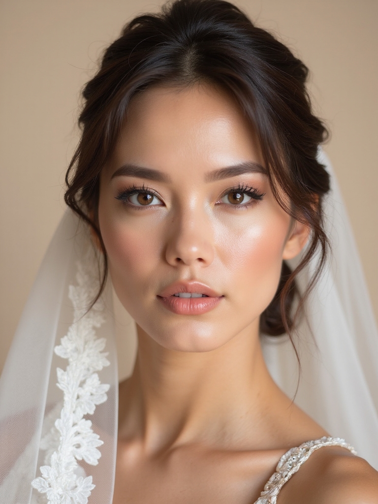 bridal makeup and veil