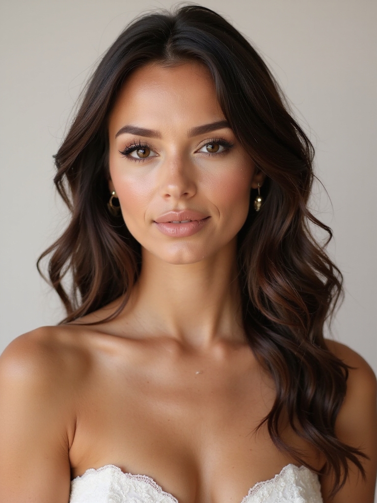 bronzy beach waves bridal look