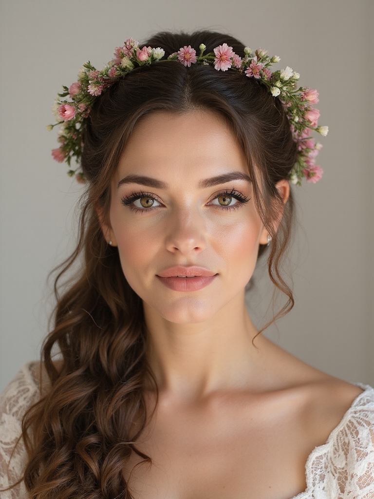cascading braids with wildflowers