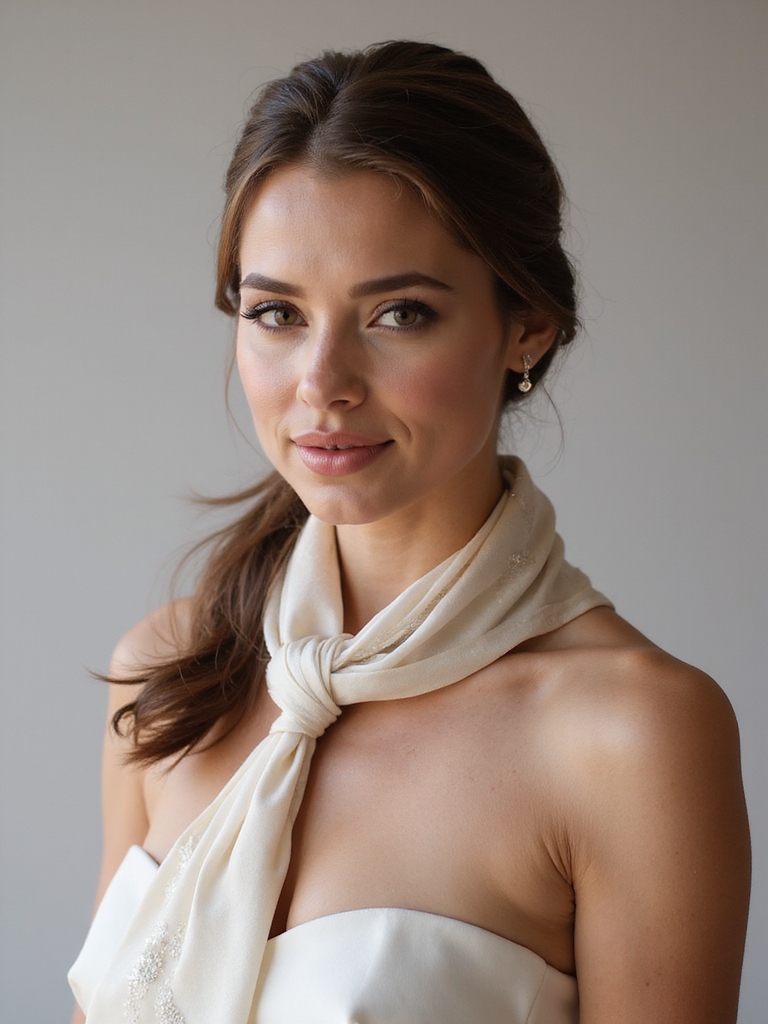 chic low ponytail with scarf