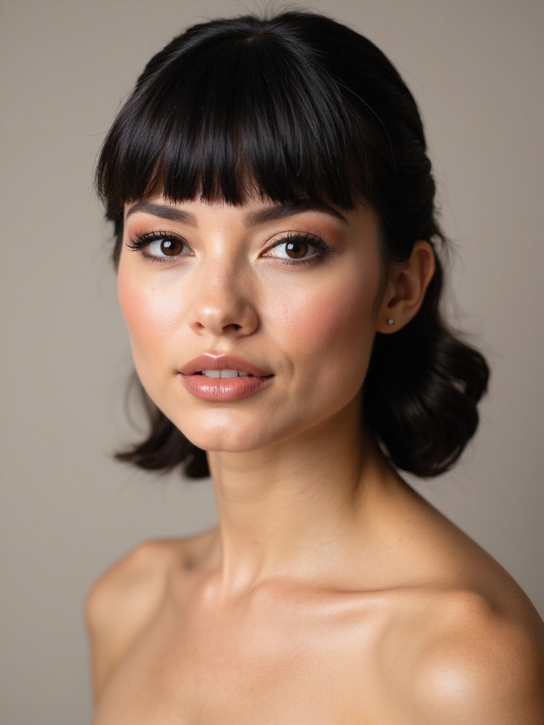 classic chignon with bangs